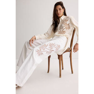 New DIOTIMA Stulla Botanical Cutout Wide-Leg Low Rise Jeans Size 1 XS Luxury